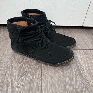 Black Ankle Boots with Lace-Up Design